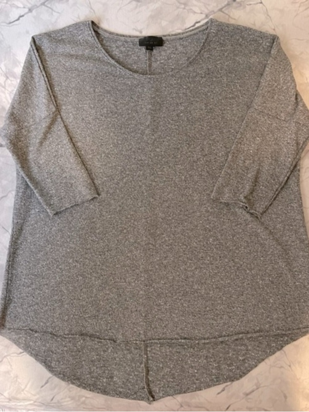 Topshop Heather Gray Scoop Neck Short Sleeve Knit Top